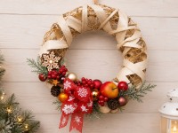 Věnec lýko přírodní 25cm s přízdobou... Věnec lýko přírodní 25cm s přízdobou...